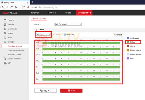 pengaturan rekaman motion detect ke cloud dropbox